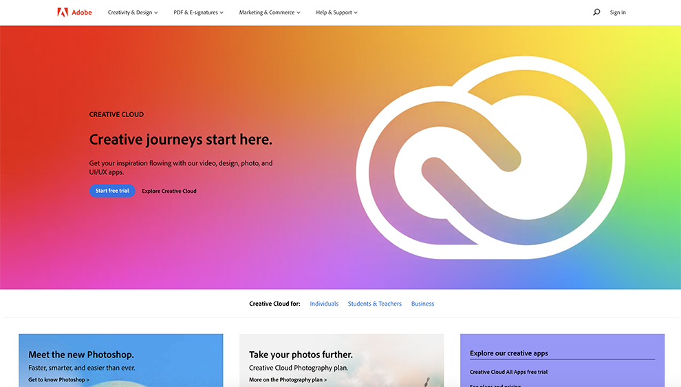 Adobe best homepage design