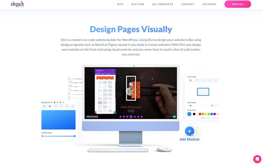 Divi visual interface