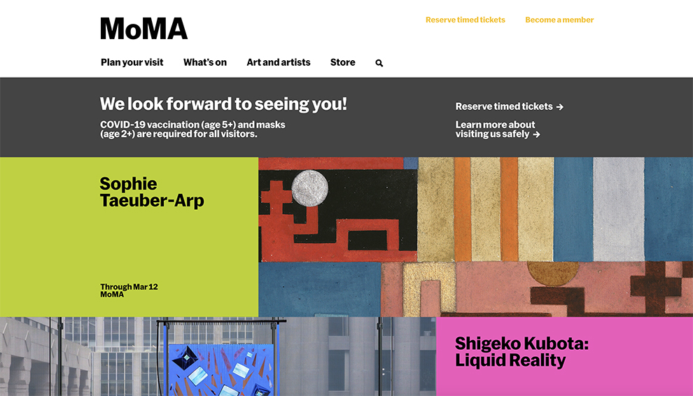 moma homepage design