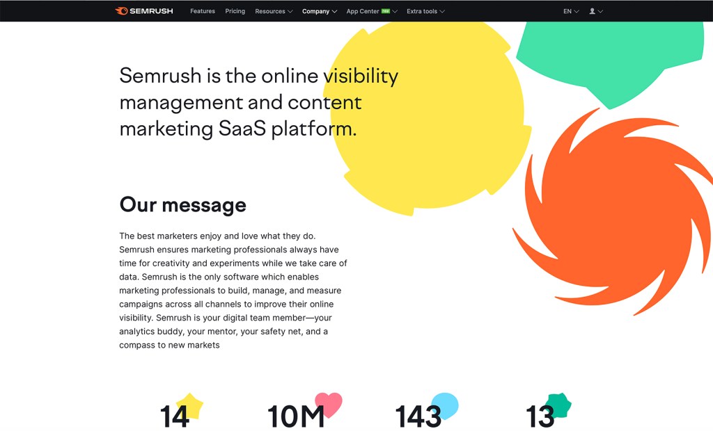 Semrush about us page examples