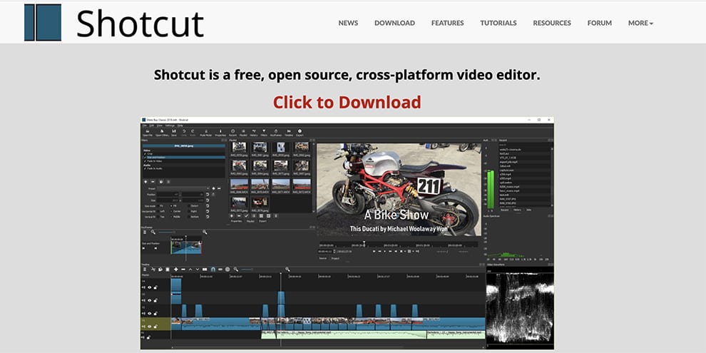 shotcut free video editing software