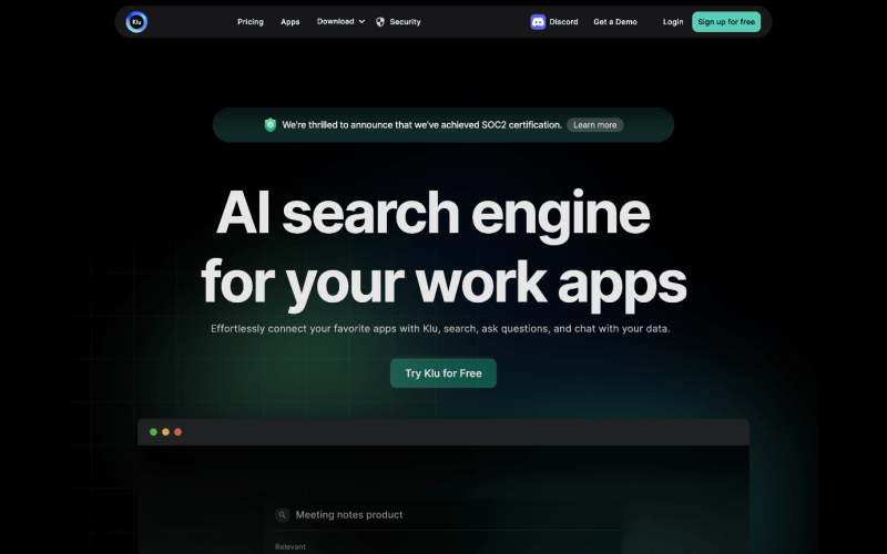 Klu-AI-Search-Engine-For-Your-Work-Apps