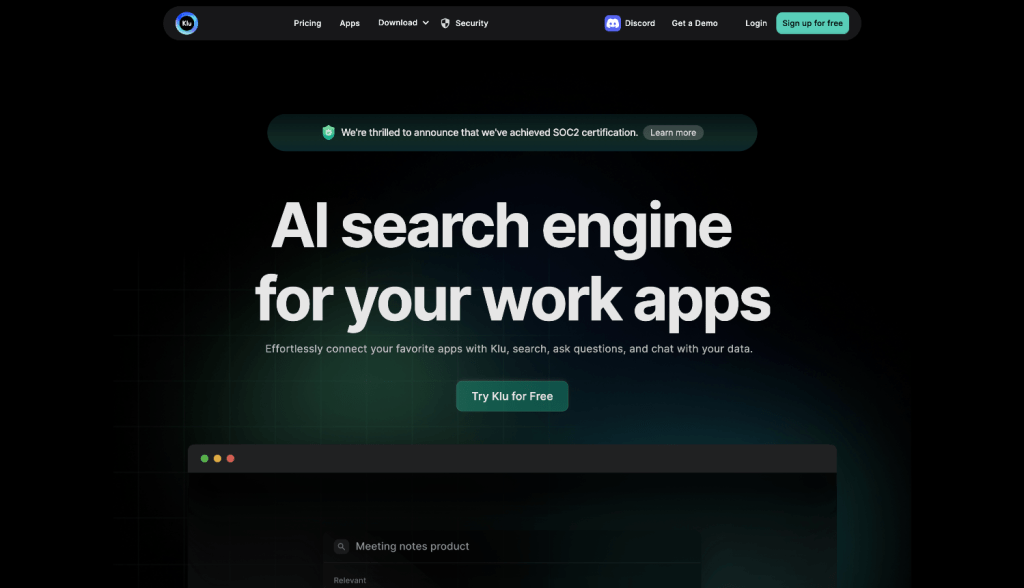 Klu-AI-Search-Engine-For-Your-Work-Apps