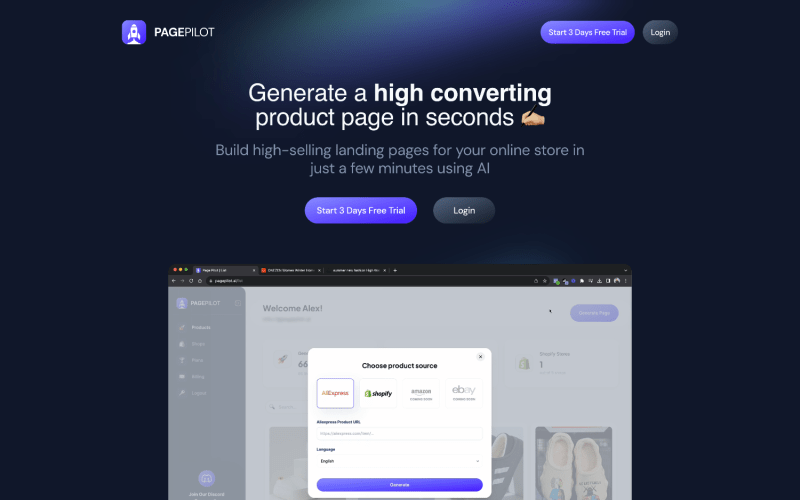 Page-Pilot-AI-Create-Shopify-product-descriptions-and-landing-pages-fast-and-easy-Powered-by-AI-for-Shopify-Dropshipping-Community-